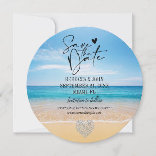 Elegant Beach Summer Wedding Save the Date Card