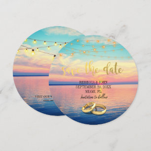Elegant Beach Summer Wedding Save the Date Card