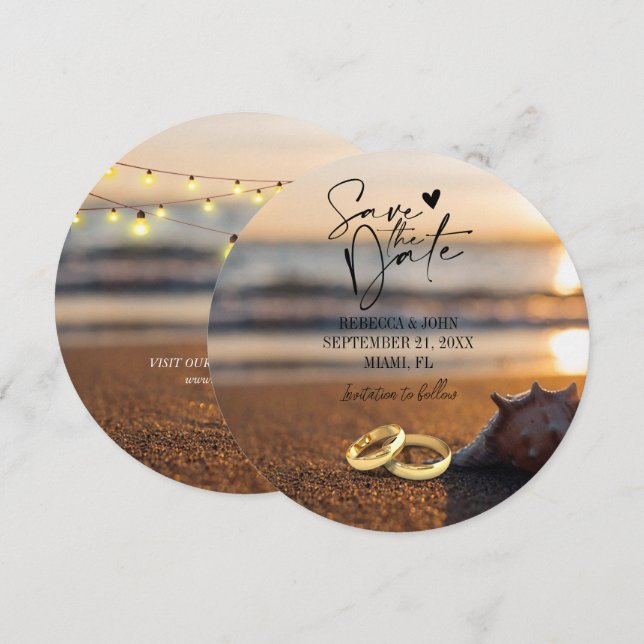 Elegant Beach Summer Wedding Save the Date Card (Front/Back)