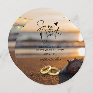 Elegant Beach Summer Wedding Save the Date Card