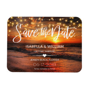 Elegant Beach Summer Wedding Save the Date Magnet