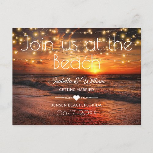 Elegant Beach Summer Wedding Save the Date Postcard