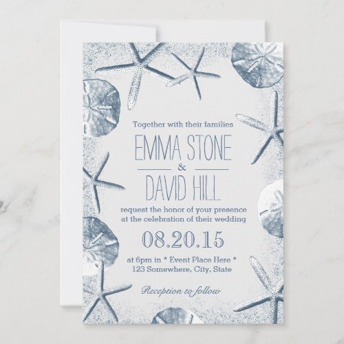 Elegant Beach Theme Wedding Invitations