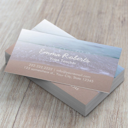 Elegant Beach Theme Yoga Business Card