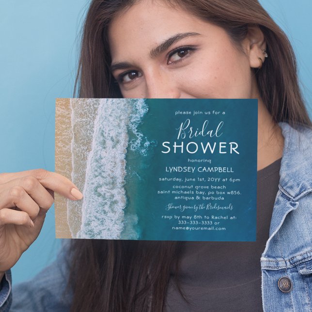 Elegant Beach Tropical Ocean Bridal Shower Invitation (Creator Uploaded)