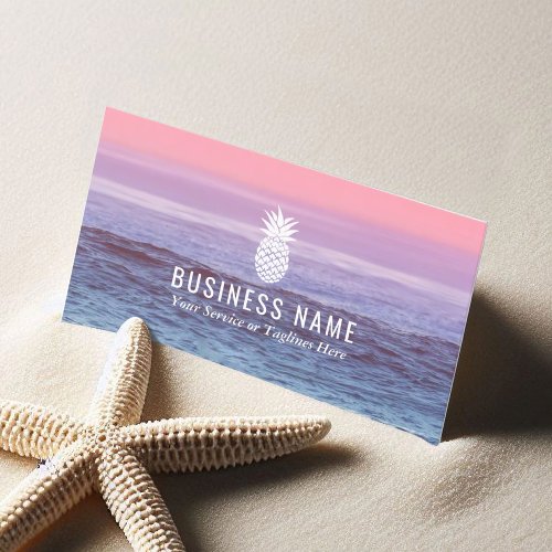Elegant Beach Tropical Pineapple Event Planning Business Card