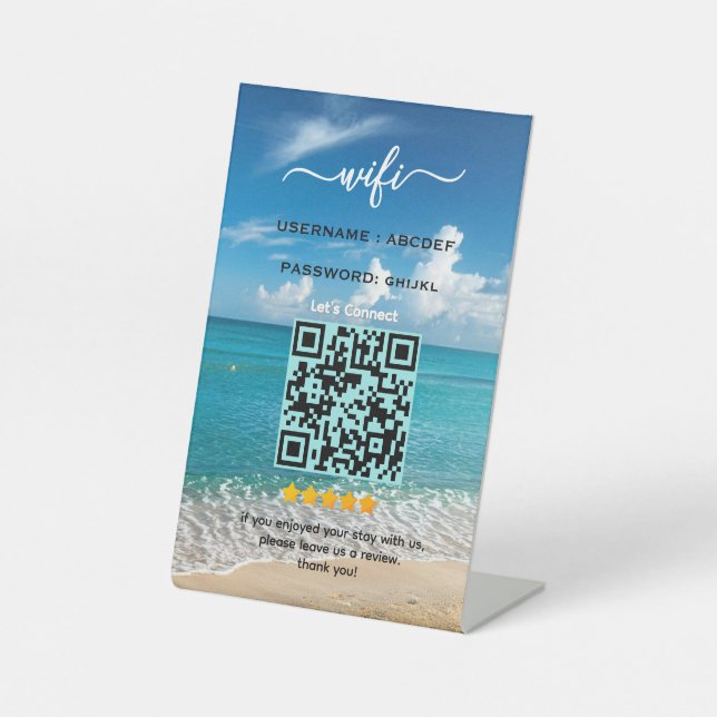 Elegant Beach Vacation Rental House wifi sign (Front)
