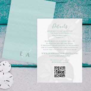 Elegant Beach Watercolor Ocean Details QR Code Enclosure Card