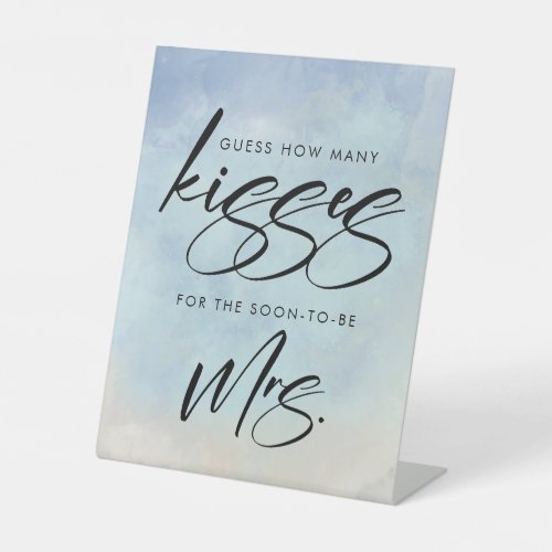 Elegant Beach Watercolor Ocean How Many Kisses  Pedestal Sign