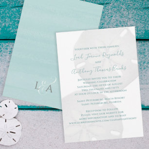 Elegant Beach Watercolor Tropical Sand Dollar Invitation