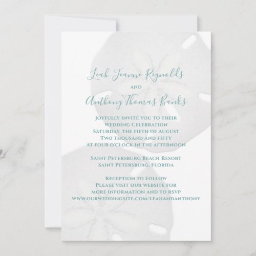 Elegant Beach Watercolor Tropical Sand Dollar Invitation