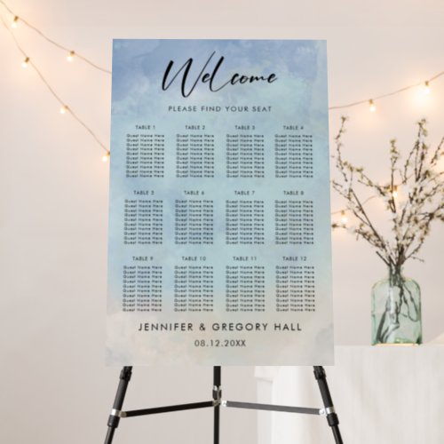 Elegant Beach Watercolor Wedding Seating Chart Foam Board