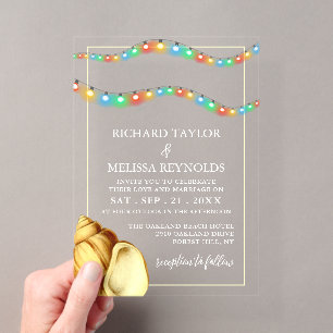 Elegant Beach Wedding Acrylic Invitations
