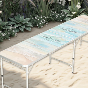 Elegant Beach Wedding Beer Pong Table