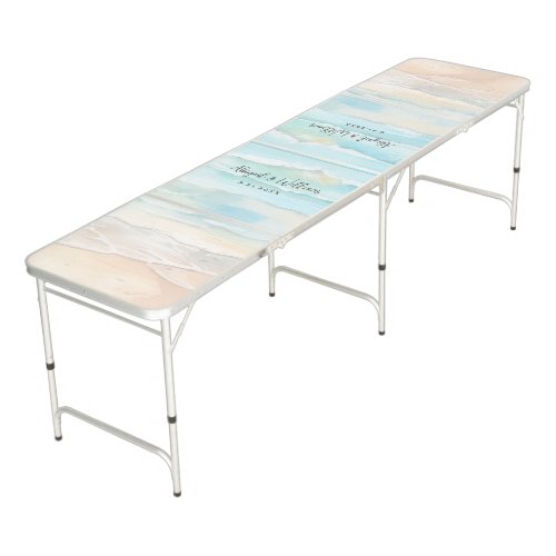 Elegant Beach Wedding Beer Pong Table