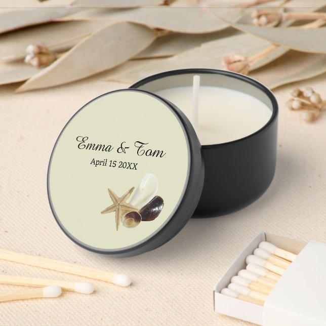 Elegant Beach Wedding Coastal Ocean Destination Mini Candle Favors (Insitu)