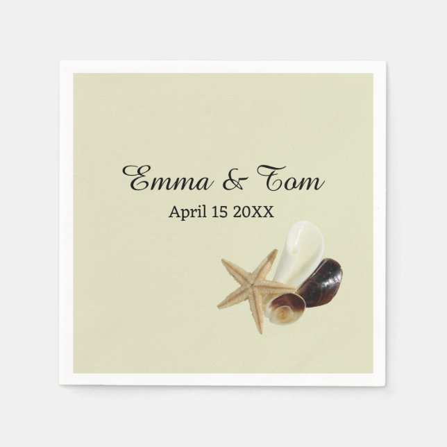 Elegant Beach Wedding Coastal Ocean Destination Napkins (Front)