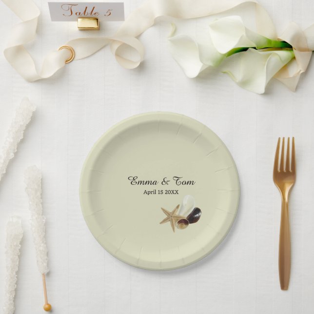Elegant Beach Wedding Coastal Ocean Destination Paper Plates (Wedding)