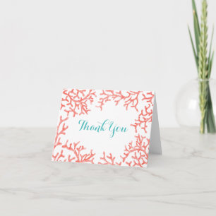 Elegant Beach Wedding Coral Reef Letterpress Thank You Card