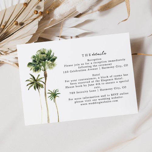 Elegant Beach Wedding Details Enclosure Card