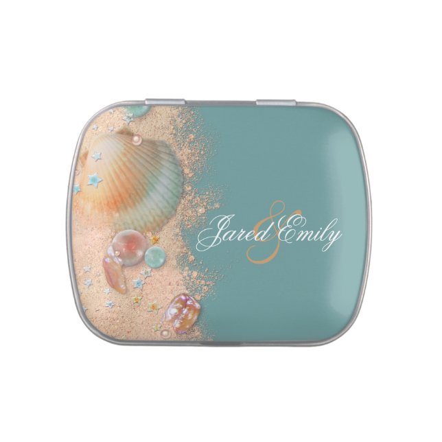 Elegant Beach Wedding Favor Candy and Mints Tin (Top)