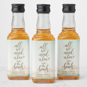 Elegant Beach Wedding Favor Liquor Bottle Label