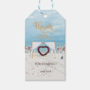 Elegant Beach Wedding Floral Arbor Thank You Gift Tags