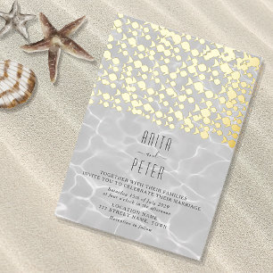 Elegant Beach Wedding Gold Foil Invitation
