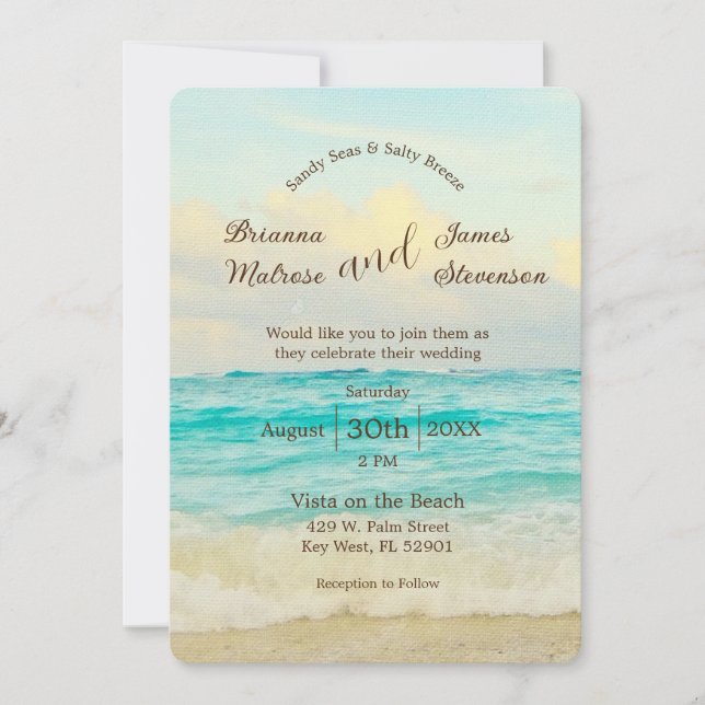 Elegant Beach Wedding Invitation (Front)