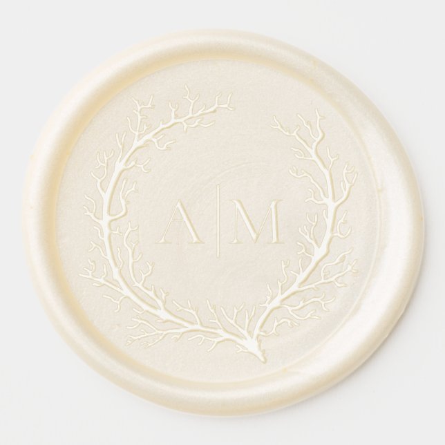 Elegant Beach Wedding Monogram Crest Wax Seal Sticker (Front)