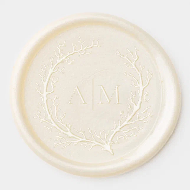 Elegant Beach Wedding Monogram Crest Wax Seal Sticker | Zazzle