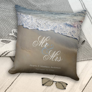 Elegant Beach Wedding or Anniversary Throw Pillow