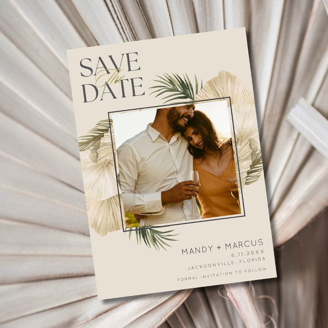 Elegant Beach Wedding Photo  Save The Date (Elegant Beach Wedding Photo Save The Date)