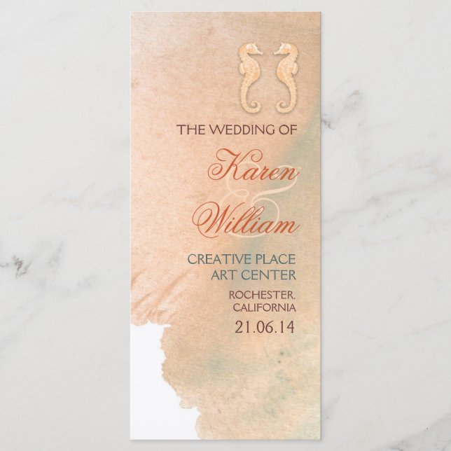 Elegant beach wedding programs (Front)