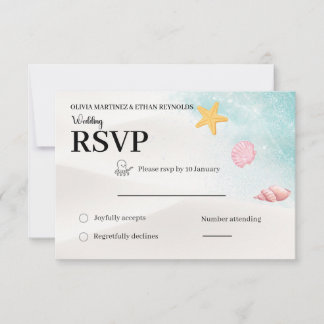 Elegant Beach Wedding RSVP Card