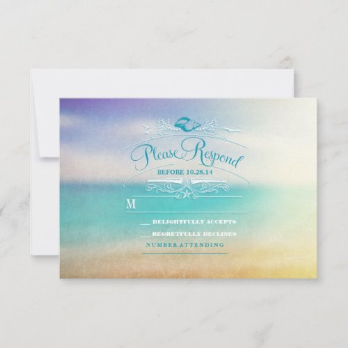 Elegant beach wedding RSVP card