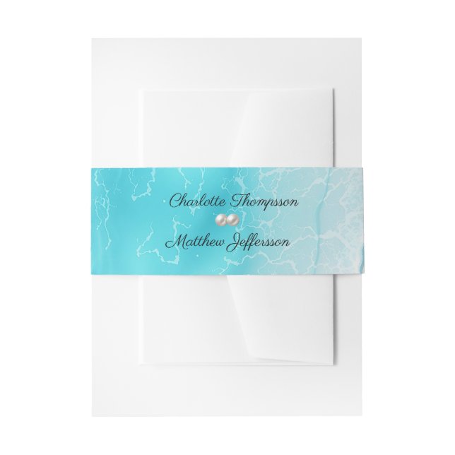 Elegant Beach Wedding  Seashells Pearls Nautical  Invitation Belly Band (Front Example)