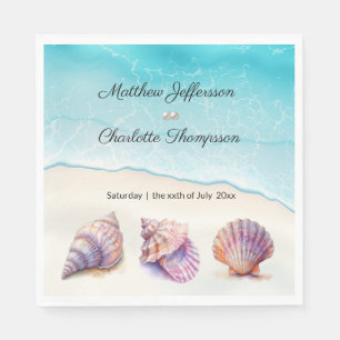 Elegant Beach Wedding  Seashells Pearls Nautical  Napkins