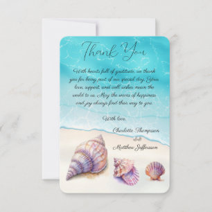 Elegant Beach Wedding Seashells Pearls Nautical Thank You Card