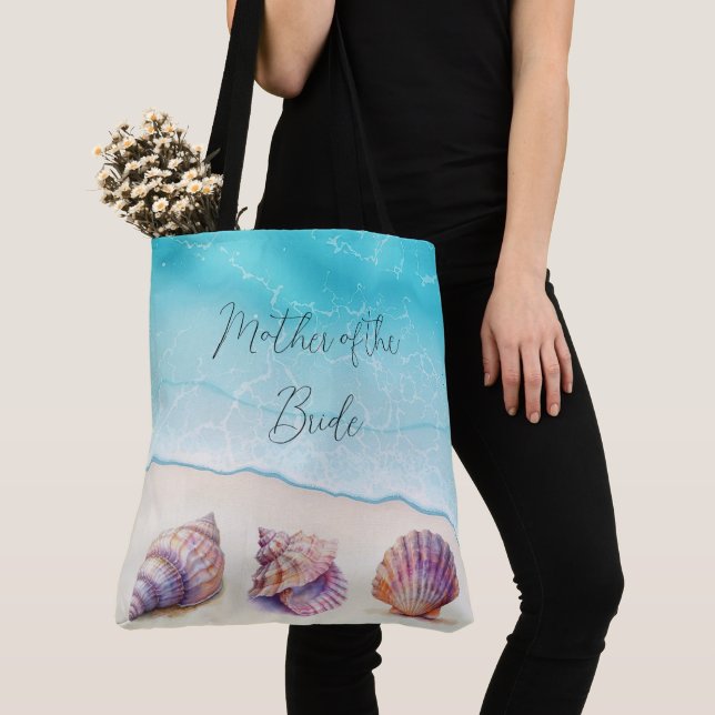 Elegant Beach Wedding  Seashells Pearls Nautical  Tote Bag (Close Up)