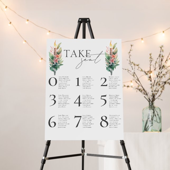 Elegant Beach Wedding Seating Chart Guest Names Foam Board (In Situ (Stand))