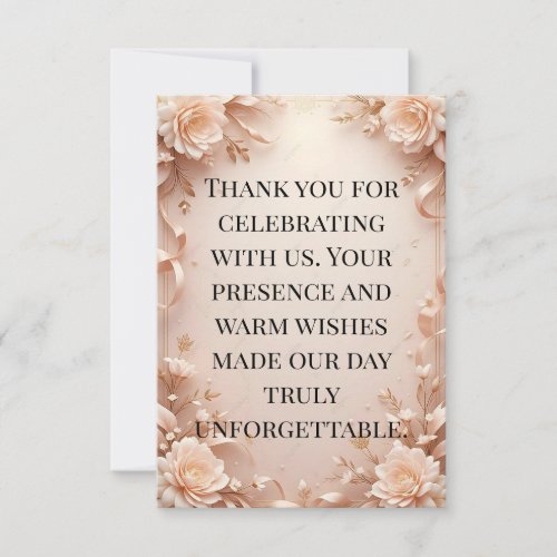 Elegant Beach Wedding Thank You Card - Monogram He