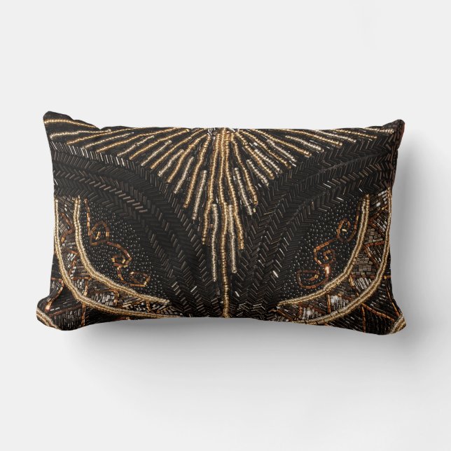 Elegant Beaded Effect - 20s Flapper Inspired Lumbar Pillow (Front)
