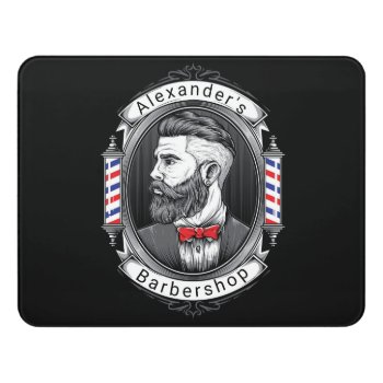Elegant Bearded Man Barbershop Logo Personalize Door Sign by BarbeeAnne at Zazzle