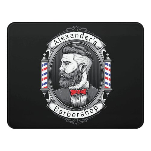 Elegant Bearded Man Barbershop Logo Personalize Door Sign