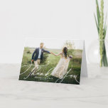 Elegant Beatrice Script Photo Wedding Thank You Card<br><div class="desc">Elegant Beatrice Script Photo Wedding Thank You Card | Send thanks to family and friends for being part of your special day with this customizable thank you card. It features white elegant modern calligraphy. Perfect for any wedding theme.</div>