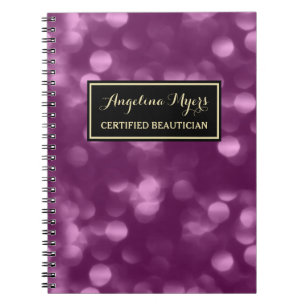 Elegant Beautician Glamorous Purple Luxe Bokeh Notebook