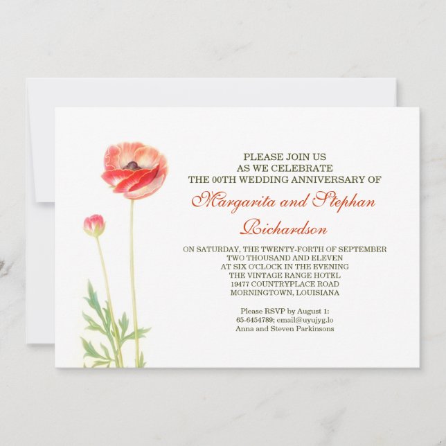 elegant beautiful anniversary invitations (Front)