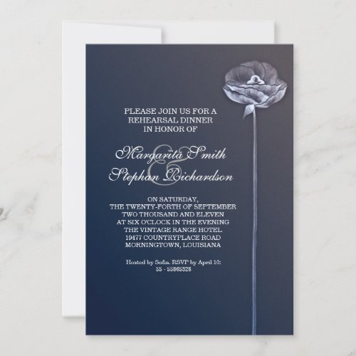 elegant beautiful blue rehearsal dinner invitation