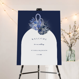 Elegant Beautiful Blue Swans Watercolor Art Foam Board